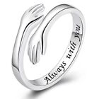 925 Sterling Silver Love Hug Ring Band Open Finger Adjustable Womens Jeweller