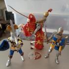Schleich & Papo 3 Knights & Rearing Red Horse Toy Figures
