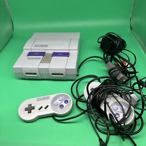 Super Nintendo SNES Console Tested Working 2 Controller #D1