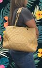 CHANEL CC Grand Timeles Shopping Tote Bag Quilted Beige Caviar Leather GST Chain
