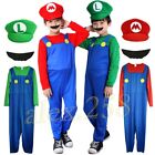 Halloween Kids Boys Super Mario and Luigi Fancy Dress Plumber Bros Costume
