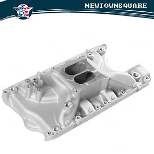 For Small Block Ford Windsor V8 5.8L 351W Satin Aluminum Carb Intake Manifold