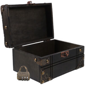 Treasure Chest Pirate Box Wood Keepsake Jewelry Storage Trinket Box Organizers