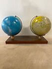 RARE Vintage Replogle single mount terrestrial and celestial globe pair  c 1973