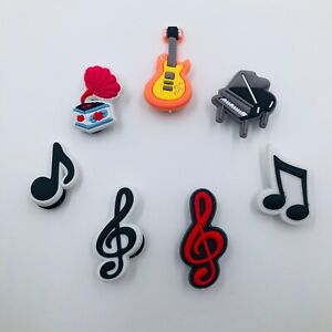 7 Musical Shoe Charms Music Note Instruments Fits Crocs Shoes Wristband