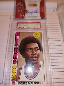 2017-18 Panini Immaculate Marks Of Greatness /99 Lenny Wilkens Auto Moses Malone