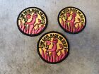 Lot of 3 VINTAGE Embroidered Patch THE DEVIL MADE ME DO IT Flames 2 7/8