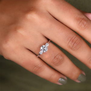 Platinum Engagement Ring Set Round Cut 1.35 Ct IGI GIA Lab Created Diamond 950
