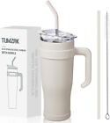 40oz Tumbler with Handle Straw Lid Double Wall Vacuum Insulated Stainless Mug