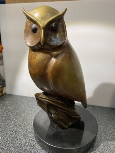 SPI Gallery Nightflyer Owl Statue Handsculpted Brass 8-1/2” Excellent Condition