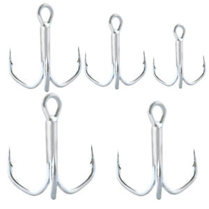 Treble 3X Strong Hook High Carbon Steel Classic Round Bend Triple Fishing Hooks
