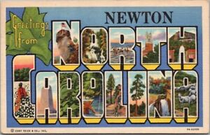 Newton, NORTH CAROLINA Large Letter Postcard Multi-View / Curteich Linen 1943
