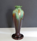 Faiencerie Thulin Belgium Drip Glaze Vase Art Nouveau Brown Green 8.5