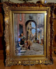 Antique Original oil painting Gold ornate frame Signed Italian Artist Rare Piece