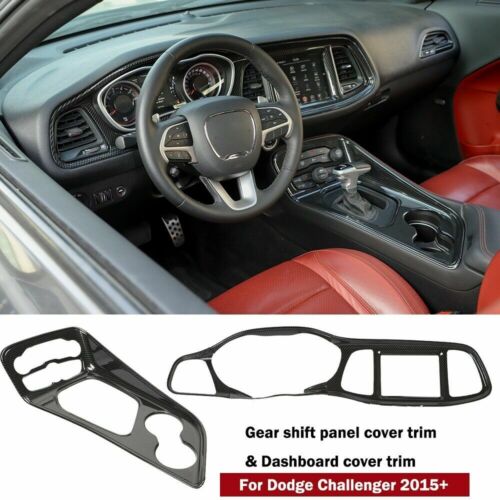 Dashboard Console Gear Shift Trim For Dodge Challenger 2015+ Carbon Fiber Parts (For: Dodge Challenger)