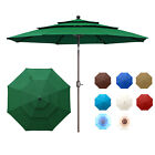 Aoodor 10ft 3 Tier Patio Umbrella Dining Table Outdoor Market Umbrella w/Crank