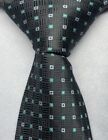 Paris Moderns 100% Silk Necktie Men's France Designer Geometric Black Gray Green