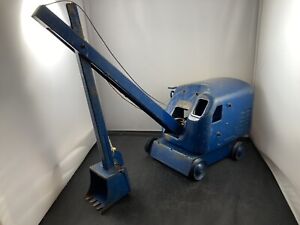 Structo Toy Pressed Steel Crane Blue Paint Two Winches Original Look 👀