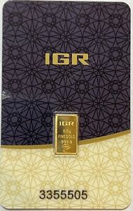 0.5 gram IGR Gold Bar - Istanbul Gold Refinery - 999.9 Fine in Sealed Assay