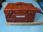 Vintage Small Singer Wooden Fold Out Sewing Notion Box Travel Caddy Wood Kit