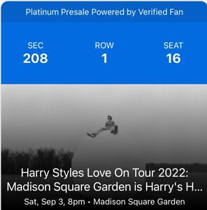 Harry Styles Concert Tickets Madison Square Garden September 3, 2022. 