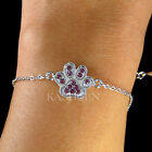 Purple Pawprint made with Swarovski Crystal Dog KITTY CAT Paw Print Bracelet New