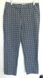 Merona Pants Womens Size 10 Cropped Ankle Length Blue Geometric Tapered 30 Waist