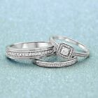 Round Cut 3.0Ct Simulated Diamond His & Her Trio Ring Set 14K White Gold Plated