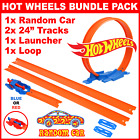 5PC BUNDLE Hot Wheels Track Lot = Car + Loop Builders + Launcher + 2x 24