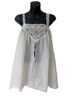 Vintage 80's White Cotton Lace Floral Embroidery Baby Doll Open Chemise S/M