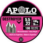 APOLO DESTROYER 100 Count HOLLOW POINT Cylindrical 5.5mm .22 Caliber Air Pellets