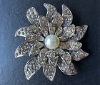 Remarkable 2005 CHANEL Brooch/Pendant- Silver Flower w logo on one petal, signed