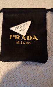 PRADA Brooch 1x Pin Badge,WHITE + SILVER Mens,Womens,Hat,Bag,shirt,jumper,jeans,