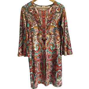 Chicos Women’s Size Small Scope Neck Bell Sleeve Paisley Dress