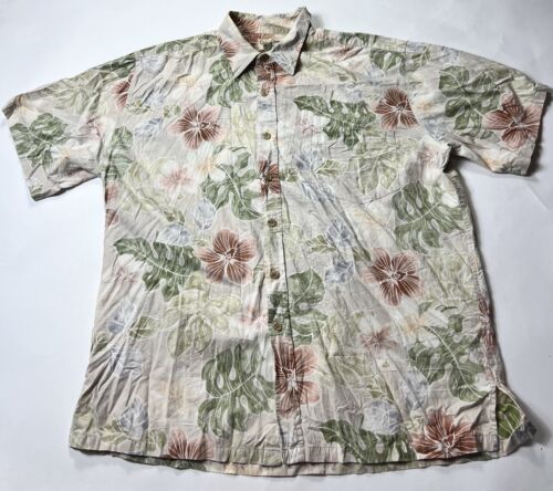 vintage cooke street hawaiian shirt Aloha White Floral Short Sleeve Men’s XL