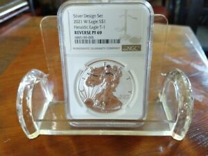 2021 W REVERSE PROOF SILVER EAGLE NGC PF69 ONE COIN FROM THE DESIGNER SET Type 1