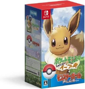 New Nintendo Switch Japanese Pokemon Let's Go Eevee + PokeBall Plus Set