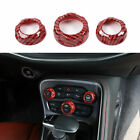 3PCS Red Carbon Fiber Air Condition Switch Trim for Dodge Challenger Charger RAM (For: 2015 Ram 1500)