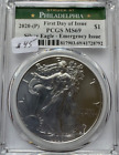 2020 AMERICAN SILVER EAGLE FIRST DAY OF ISSUE EMERGENCY ISSUE PCGS MS 69