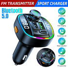 Car Bluetooth FM Transmitter Radio MP3 Wireless Adapter Hands-Free 3Port Charger