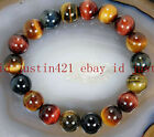 Natural 8mm AAA Colorful Tiger's Eye Round Gemstone Beads Stretch Bracelet 7.5''