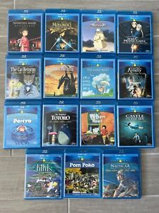 Lot Of 15 DISNEY/Studio Ghibli Movies Blu-Ray  Yellow Spine US Set