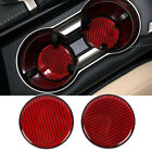 2x Red Carbon Fiber Car Cup Holder Pad Water Cup Slot Non-Slip Mat Accessories (For: 2015 Chrysler 200 Limited 2.4L)