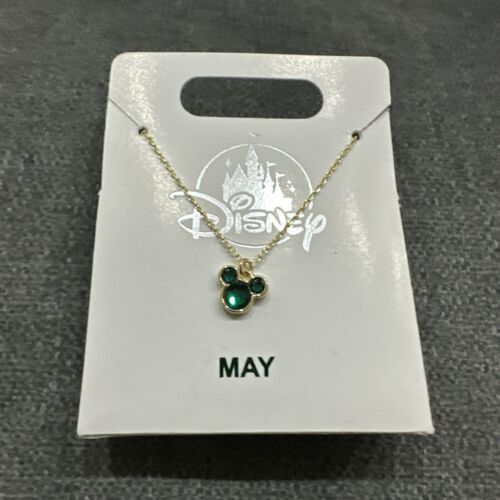 Disney Mickey Icon Birthstone Swarovski Crystal Gold Tone  Necklace May