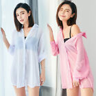 Women Chiffon Shirt Blouse Loose Long Sleeve Tops Casual Sleepwear Sexy Korean