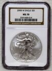 2008 W $1 SILVER EAGLE BURNISHED NGC MS70.  SUPER QUALITY!