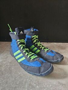 Rare ADIDAS COMBAT SPEED 4 WRESTLING SHOES BLUE LIME BLACK 11 2014