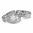 Real Moissanite 2.34Ct Round Cut His & Hers Trio Ring Set 14K White Gold Plated