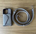 Bandolier IPHONE 14 PRO case with strap - Greige/Silver USED TWICE retail 108.00