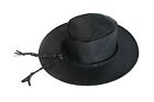 Black sturdy Outback Spaghetti Western Leather Cowboy hat S-XL Outdoors (C)